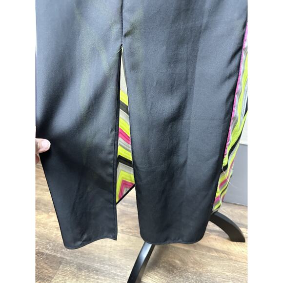 Michael Kors Maxi Black W/ Neon Geometric Design Drawstrings Stunning Dress Sz 8 - Picture 11 of 16